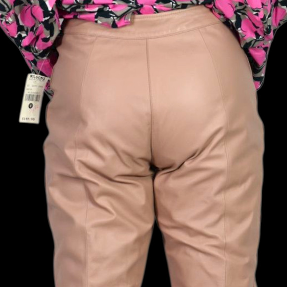 Vintage Wilsons Maxima Leather Pants Pink Blush Straight High Waist Deadstock 6 - Picture 5 of 16